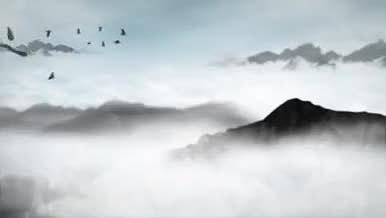 简洁大气古风水墨山水大雁视频素材视频的预览图